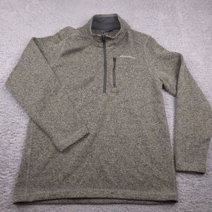 Eddie Bauer Mens‎ Fleece Quarter Zip Size Medium Heathered Grey Outdoor Warm